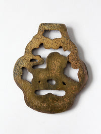 antique brass lion horse harness ornament
