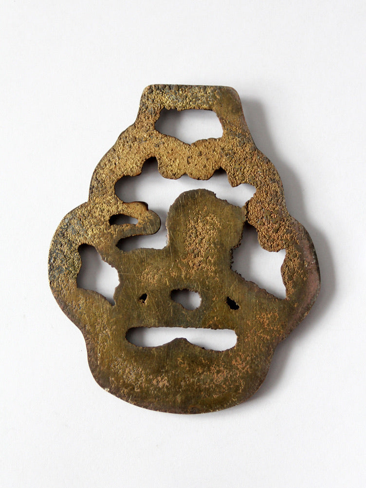 antique brass lion horse harness ornament