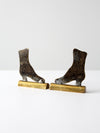antique brass Victorian boot mantel ornaments  pair