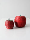 vintage wicker apple shaped baskets pair