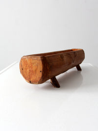 vintage hand carved footed wood bowl