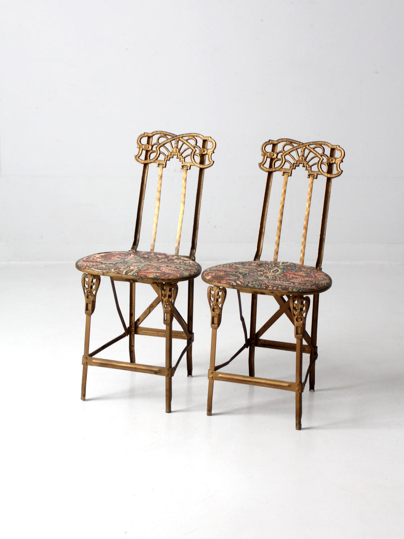 antique Art Nouveau cast iron chairs