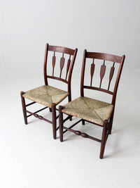 antique rush dining seat chairs pair