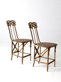 antique Art Nouveau cast iron chairs