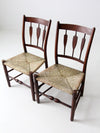 antique rush dining seat chairs pair