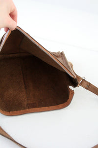 1970s brown leather fringe shoulder bag