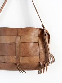 1970s brown leather fringe shoulder bag