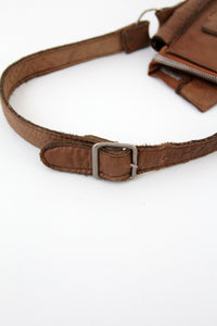 1970s brown leather fringe shoulder bag