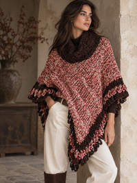 vintage hand-knit fringe poncho