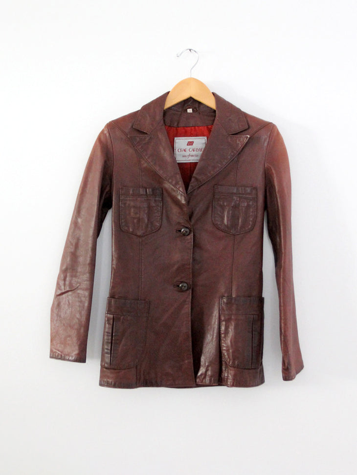 vintage Crae Carlyle leather blazer jacket