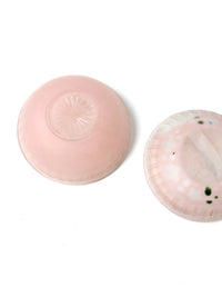 vintage pink pressed glass covered dish