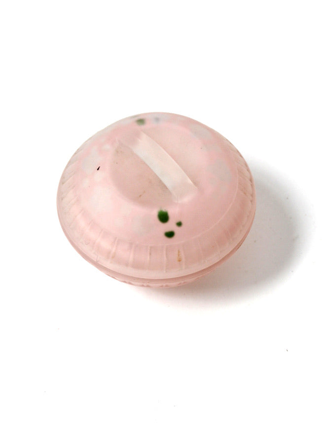 vintage pink pressed glass covered dish
