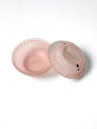vintage pink pressed glass covered dish
