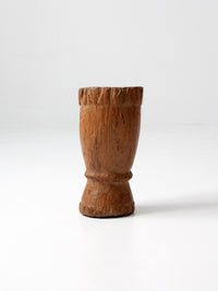 antique primitive carved wood kitchen mortar