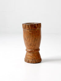 antique primitive carved wood kitchen mortar
