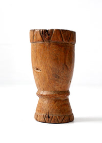antique primitive carved wood kitchen mortar