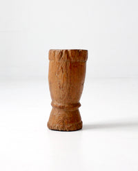antique primitive carved wood kitchen mortar