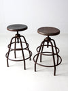 mid century industrial stools pair