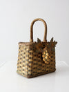 vintage gold wicker basket