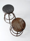 mid century industrial stools pair