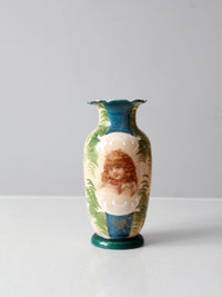 antique Victorian painted portrait vase