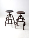 mid century industrial stools pair