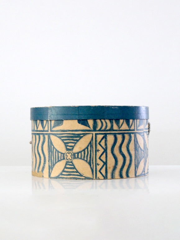 mid-century patterned hat box