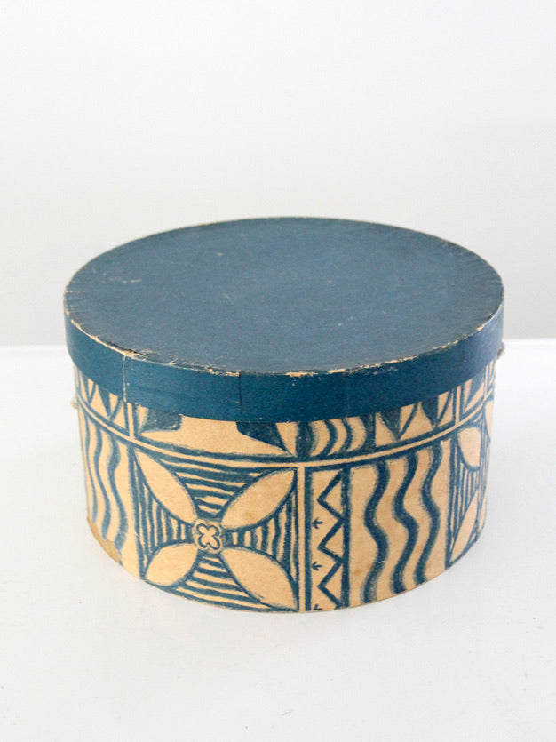 mid-century patterned hat box
