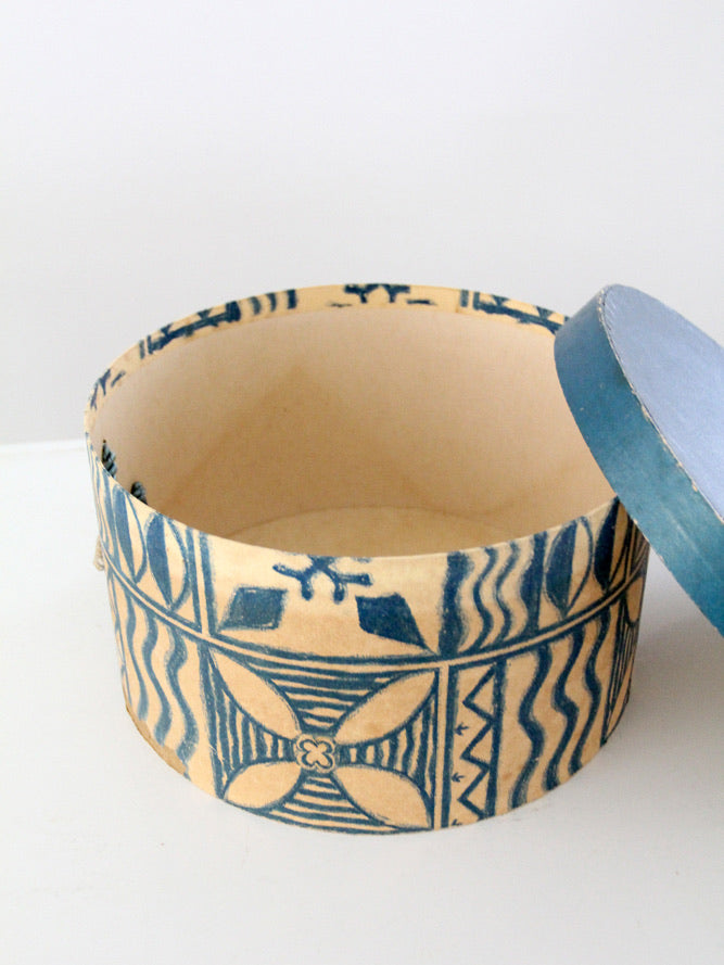 mid-century patterned hat box