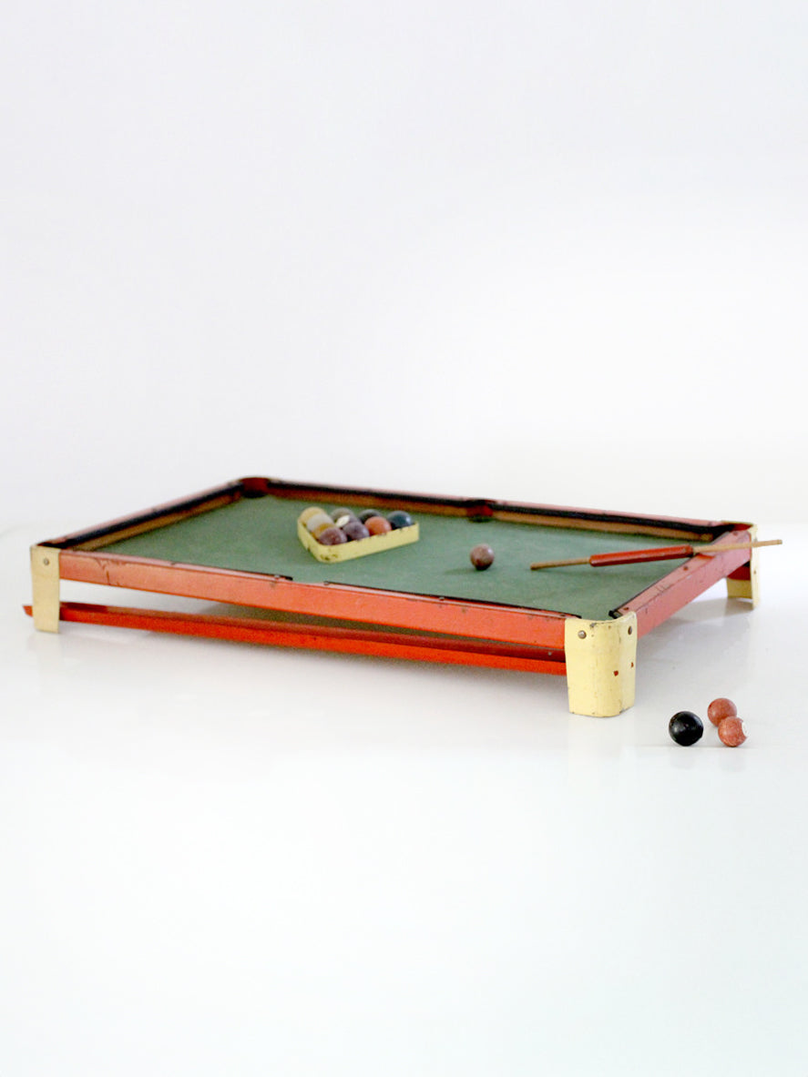 antique C.G. Wood Co. Modern Boy tabletop billiards set