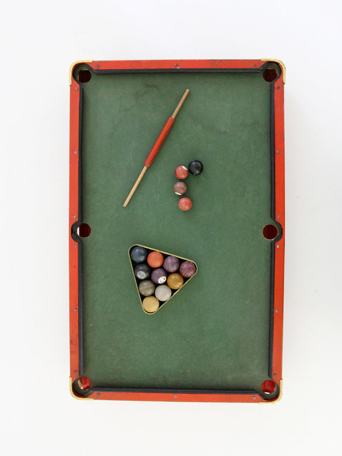 antique C.G. Wood Co. Modern Boy tabletop billiards set
