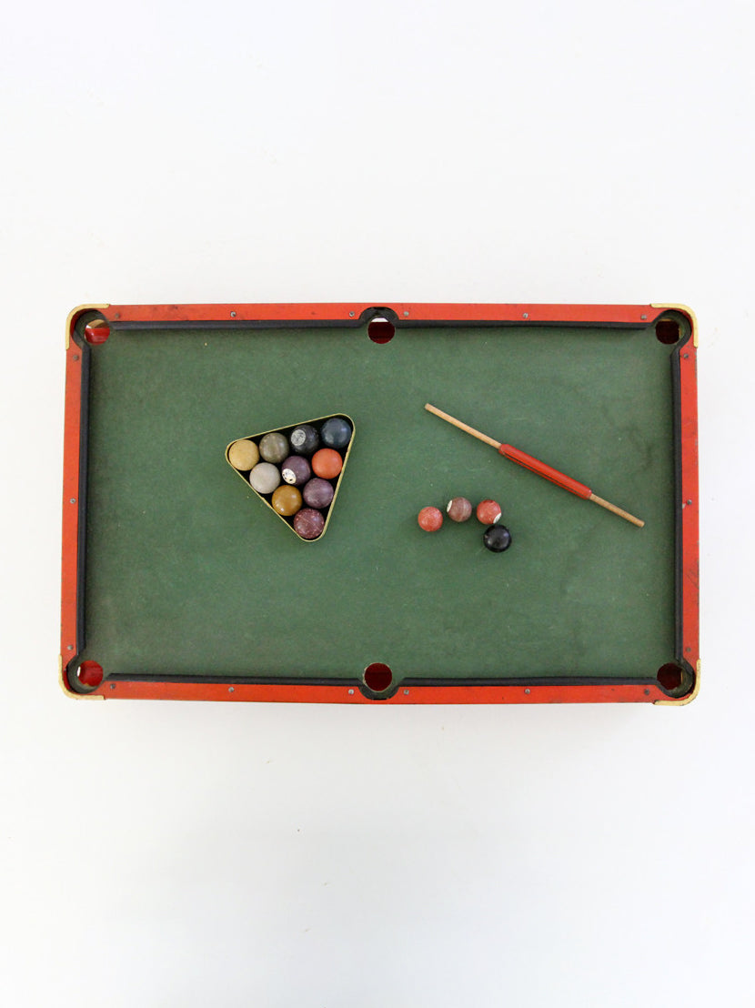 antique C.G. Wood Co. Modern Boy tabletop billiards set