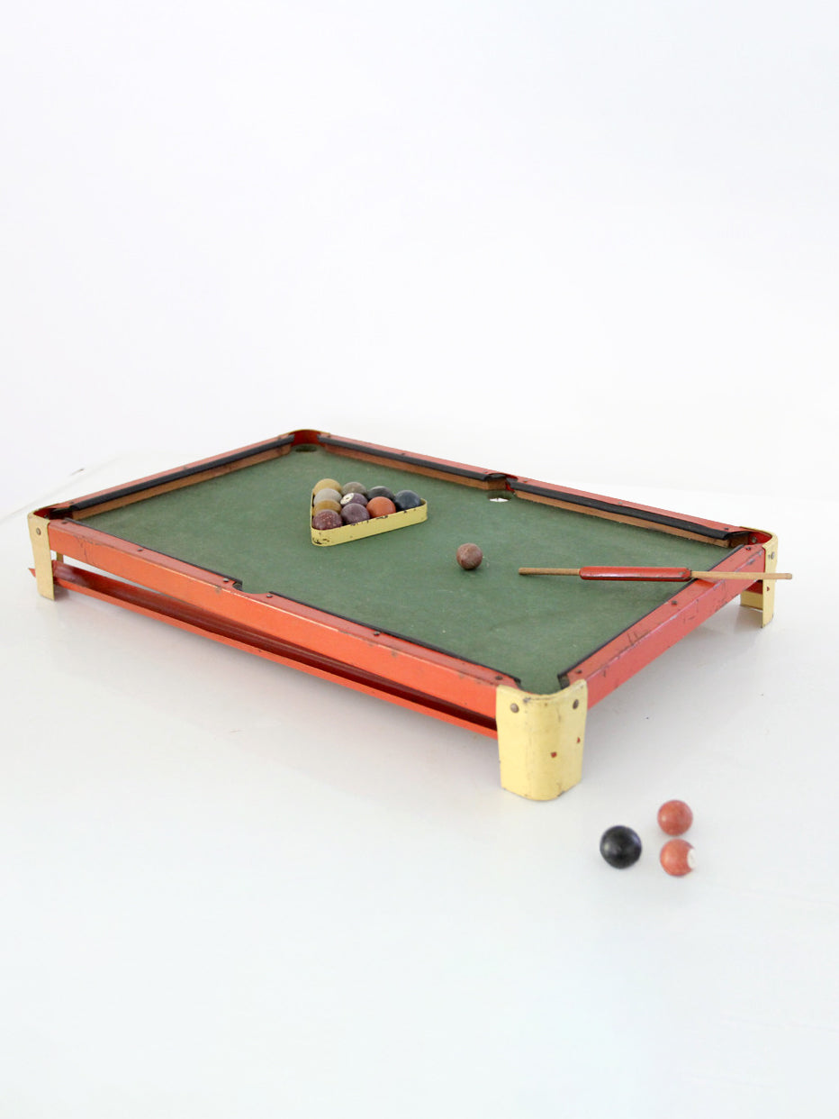 antique C.G. Wood Co. Modern Boy tabletop billiards set