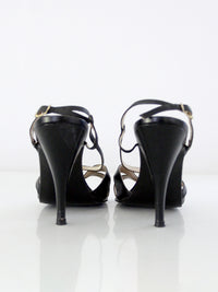 1970s El Dita black leather strappy heels | size 8.5