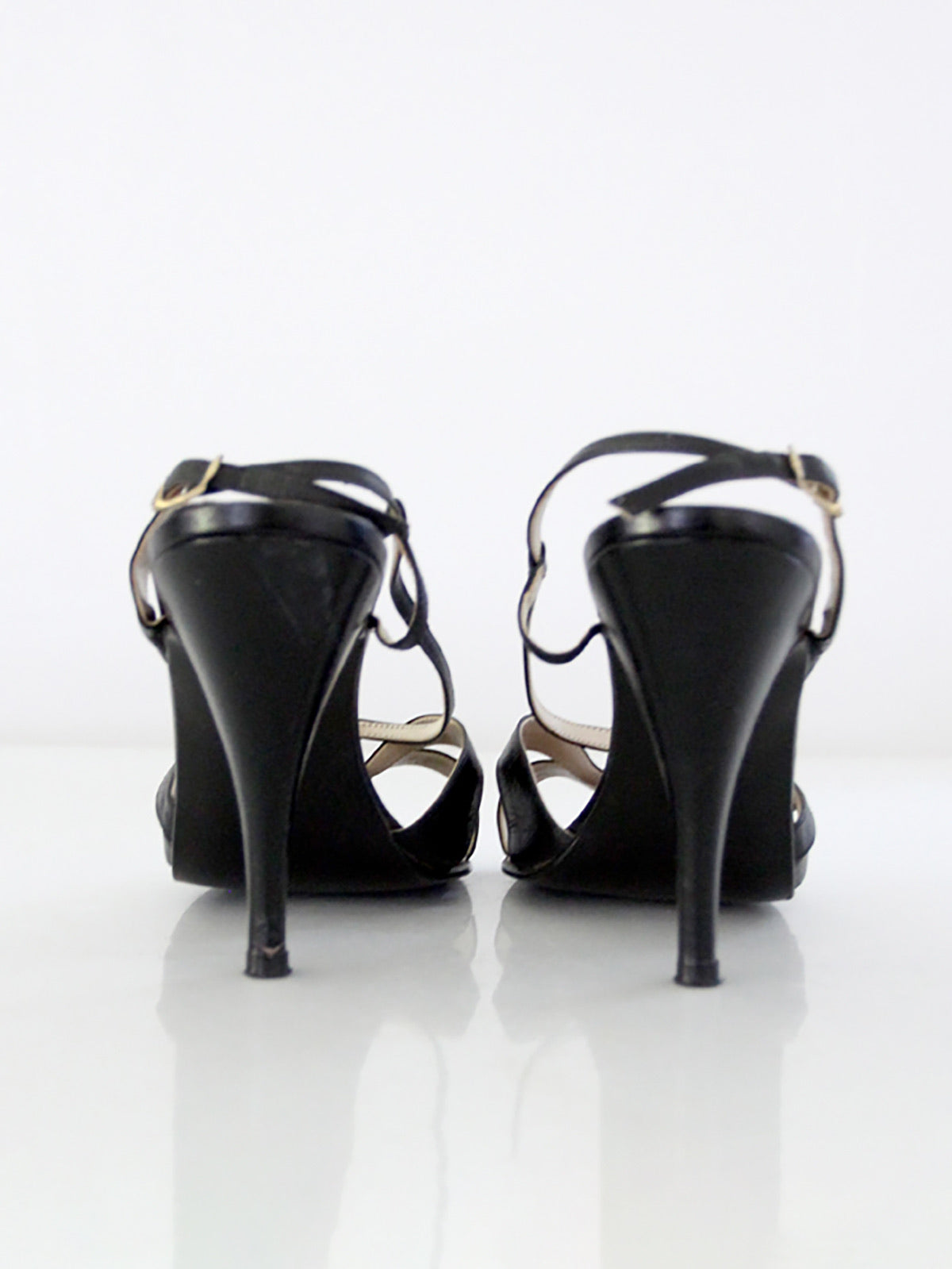 1970s El Dita black leather strappy heels | size 8.5