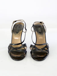 1970s El Dita black leather strappy heels | size 8.5