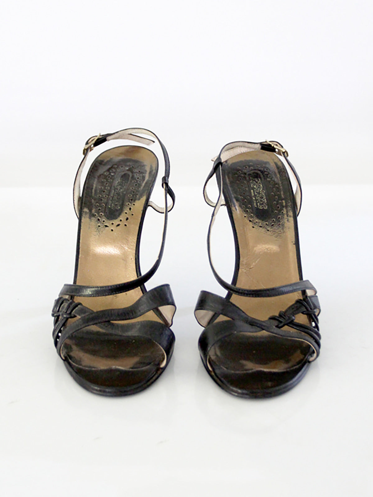 1970s El Dita black leather strappy heels | size 8.5