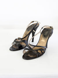 1970s El Dita black leather strappy heels | size 8.5