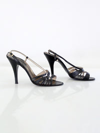 1970s El Dita black leather strappy heels | size 8.5