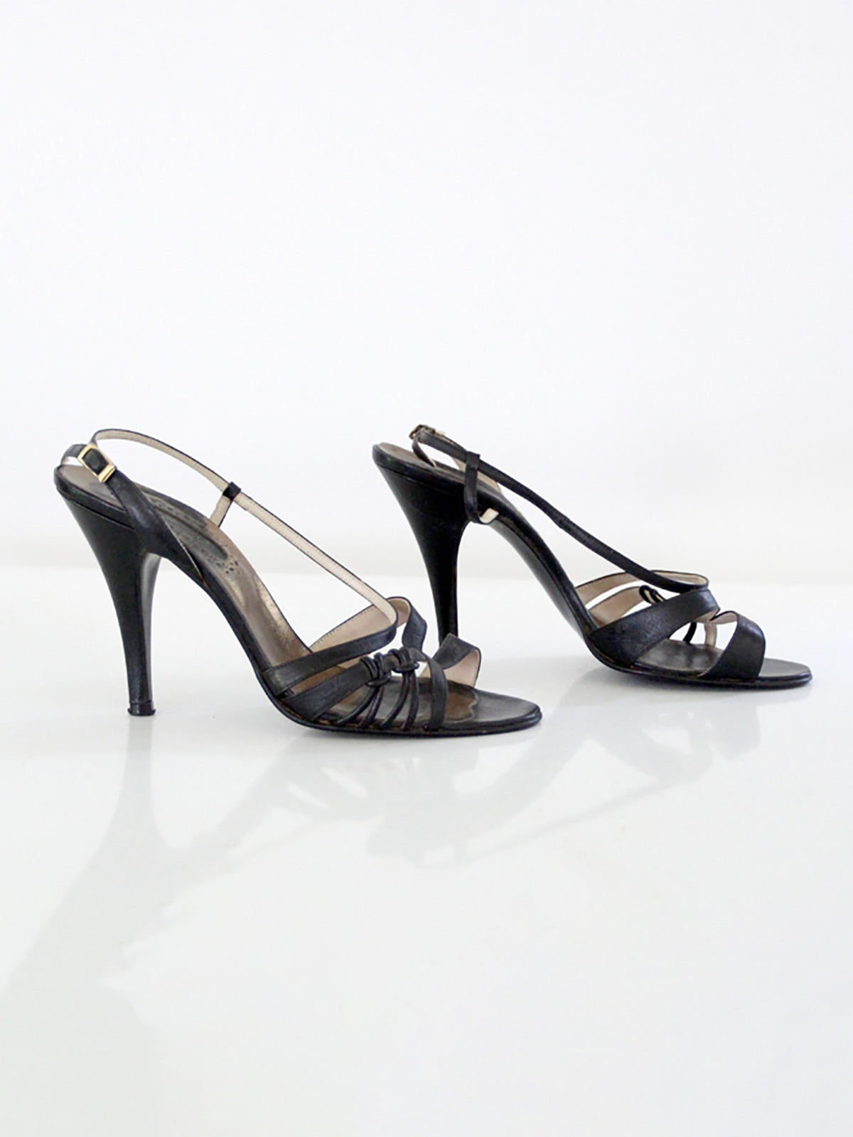 1970s El Dita black leather strappy heels | size 8.5