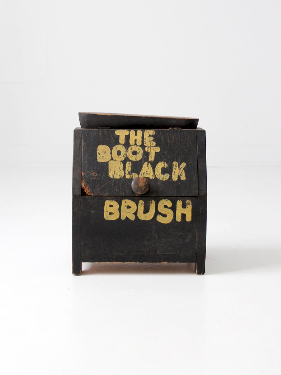 antique primitive folk art shoe shine box