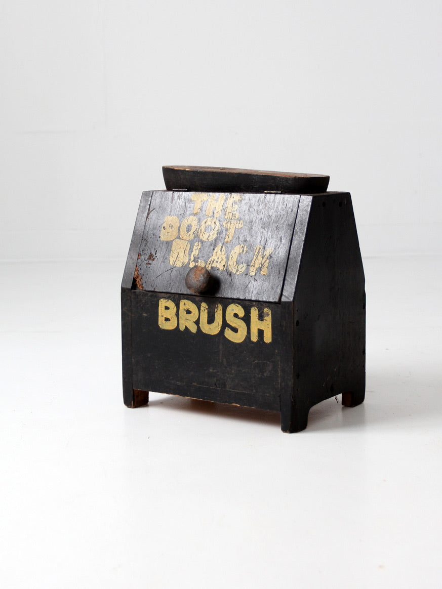 antique primitive folk art shoe shine box