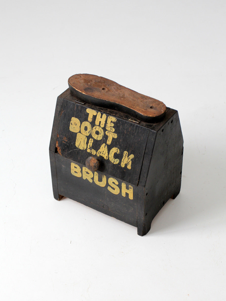 antique primitive folk art shoe shine box