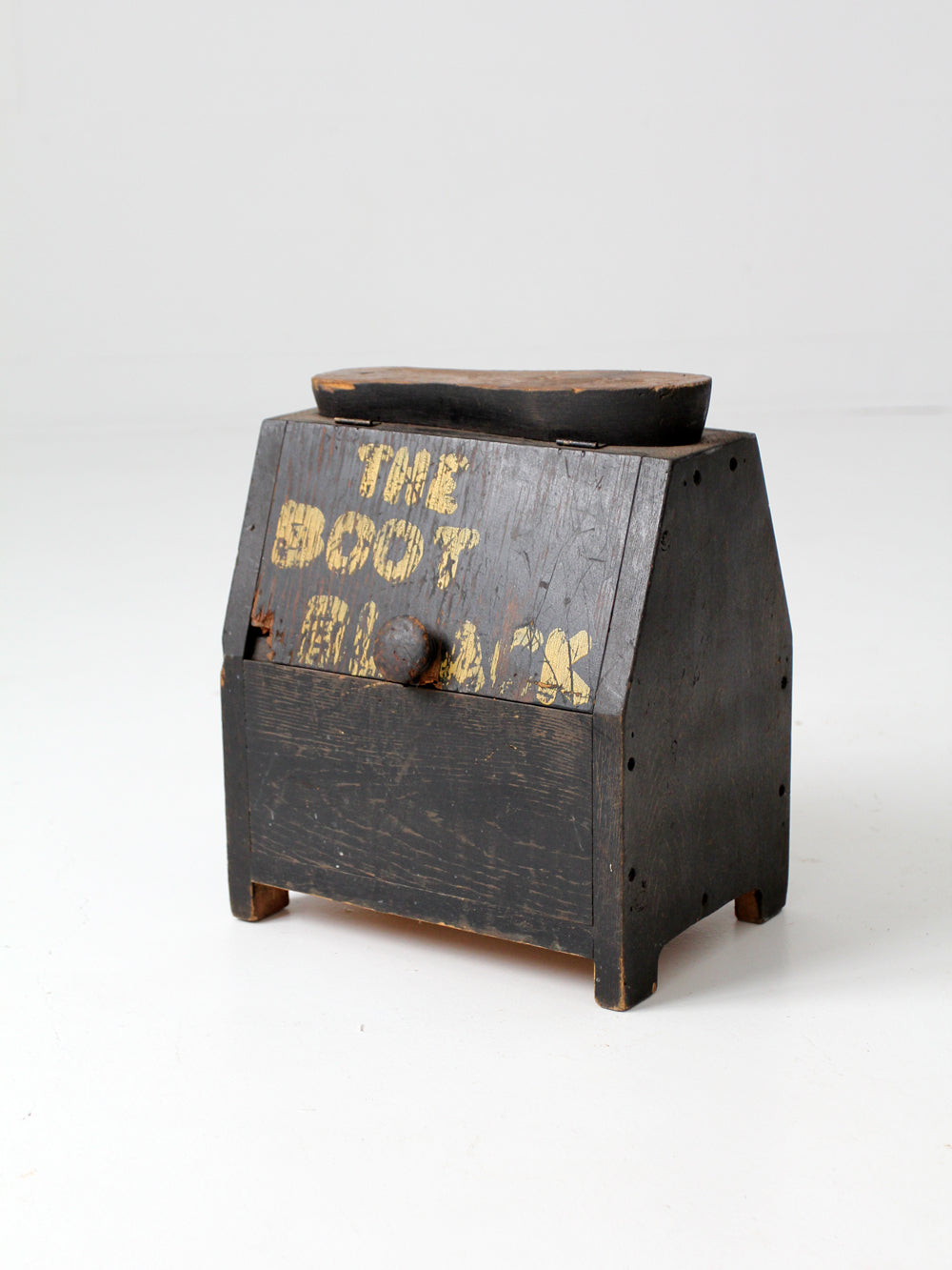 antique primitive folk art shoe shine box