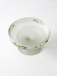 vintage floral satin glass compote dish