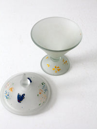 1930s satin glass covered candy dish