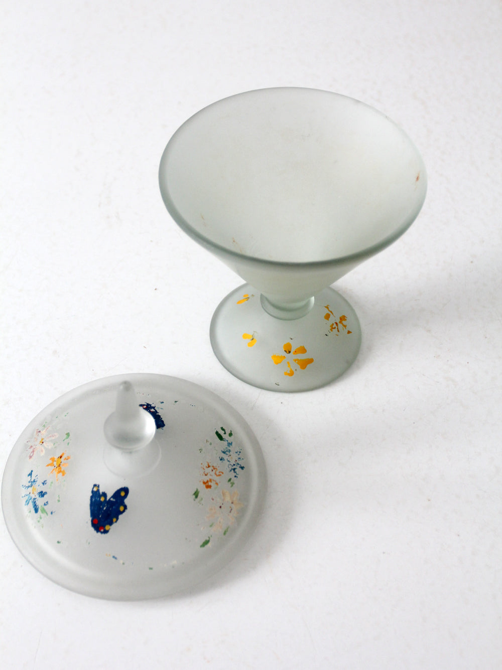 1930s satin glass covered candy dish