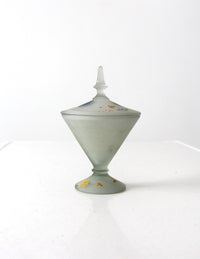 1930s satin glass covered candy dish