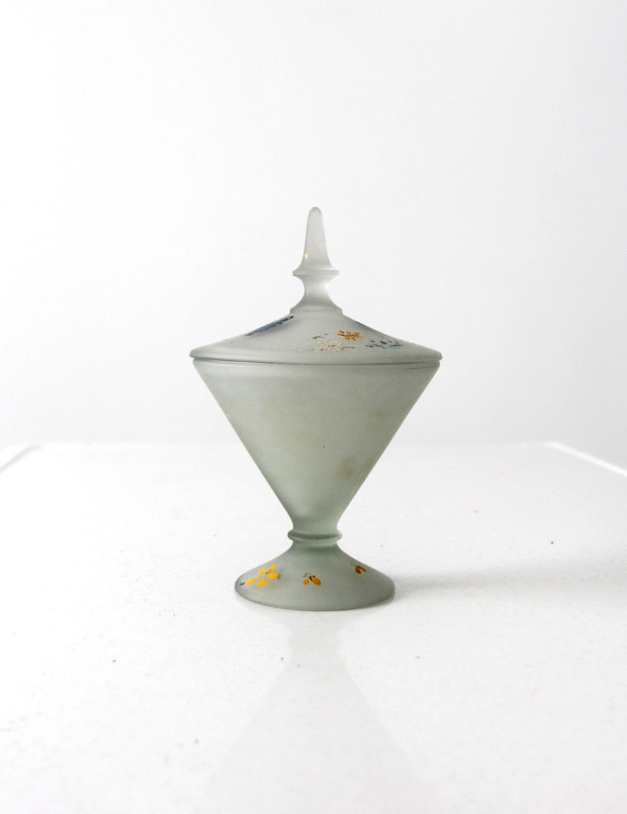 1930s satin glass covered candy dish