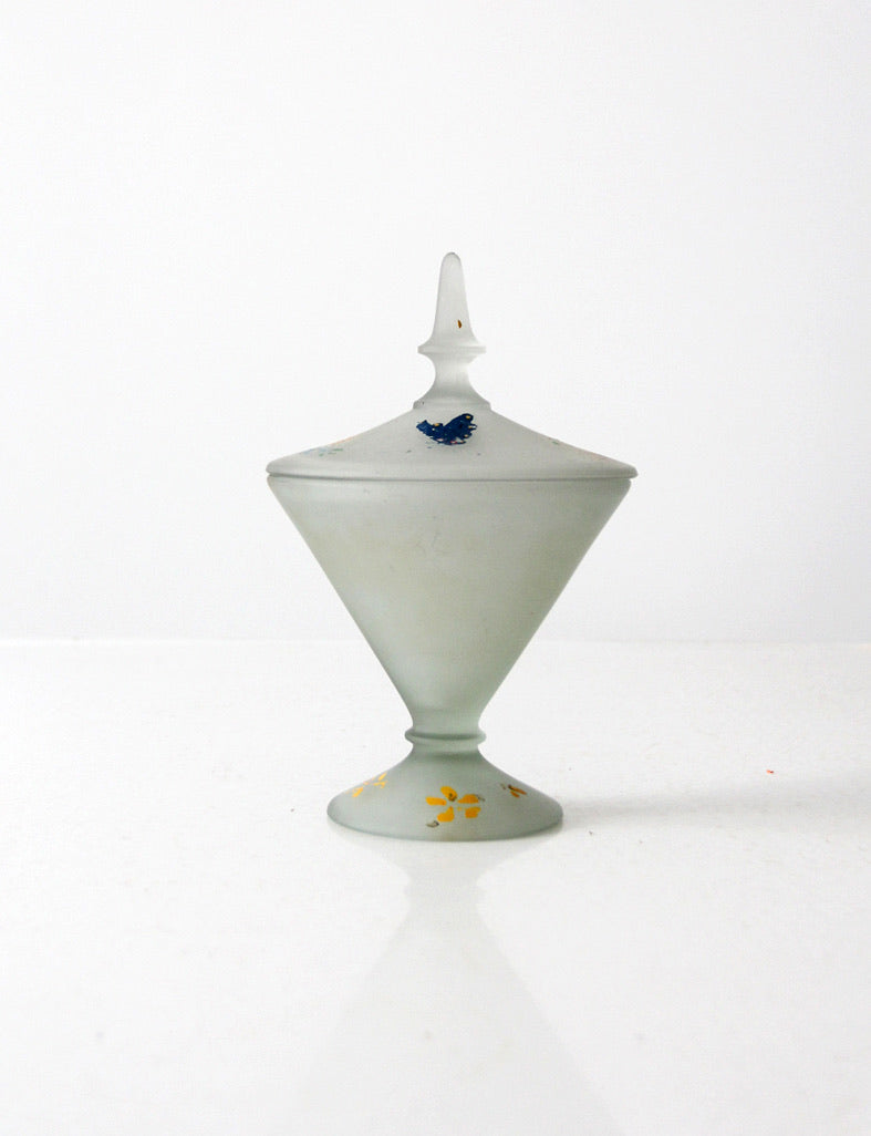 1930s satin glass covered candy dish